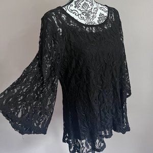 Style & Co. Women’s Lace Swing Blouse and Cami Set - Black - Size Large